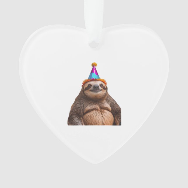 Ornamento Chunky Sloth birthday party hat gift funny meme pr (Frente)