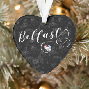 Ornamento Cidade de Belfast Flag em Coração
