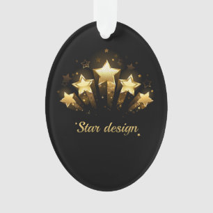Ornamento Cinco estrelas douradas em preto