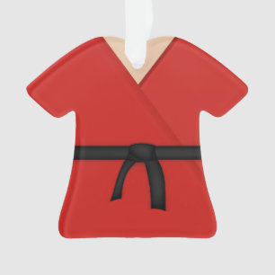 Ornamento Cinturão Negro Uniforme Vermelho Karate