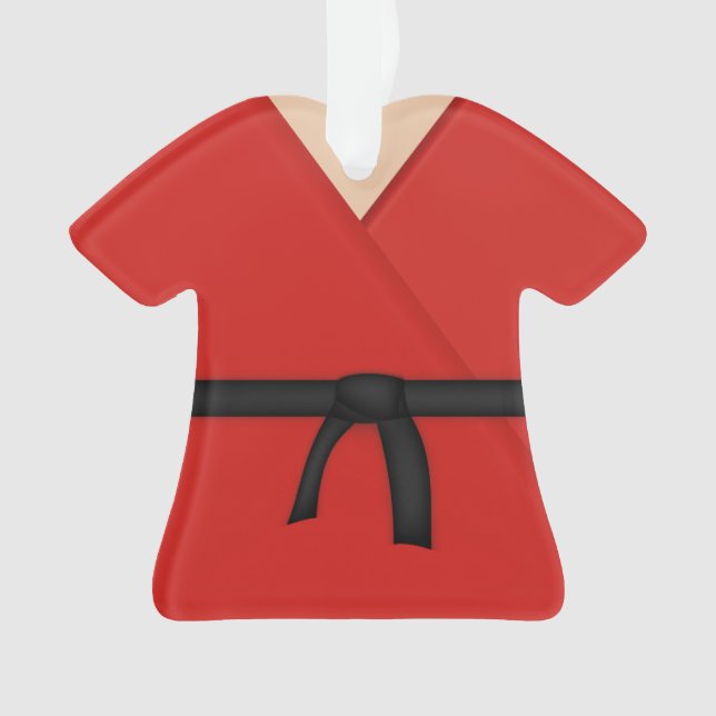 Ornamento Cinturão Negro Uniforme Vermelho Karate (Frente)