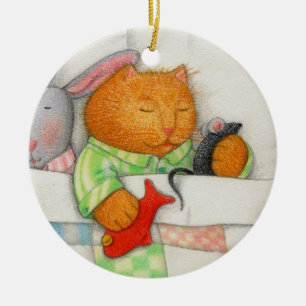 Ornamento circular cerâmico do GATINHO COZY