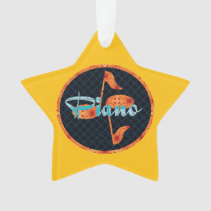 Ornamento Círculo de Padrão de Notas de Piano