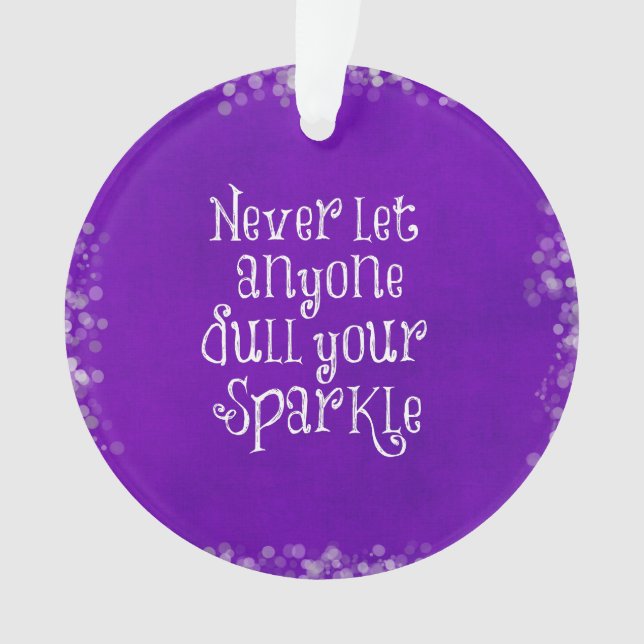 Ornamento Citação do Sparkle Inspiracional Roxo (Frente)