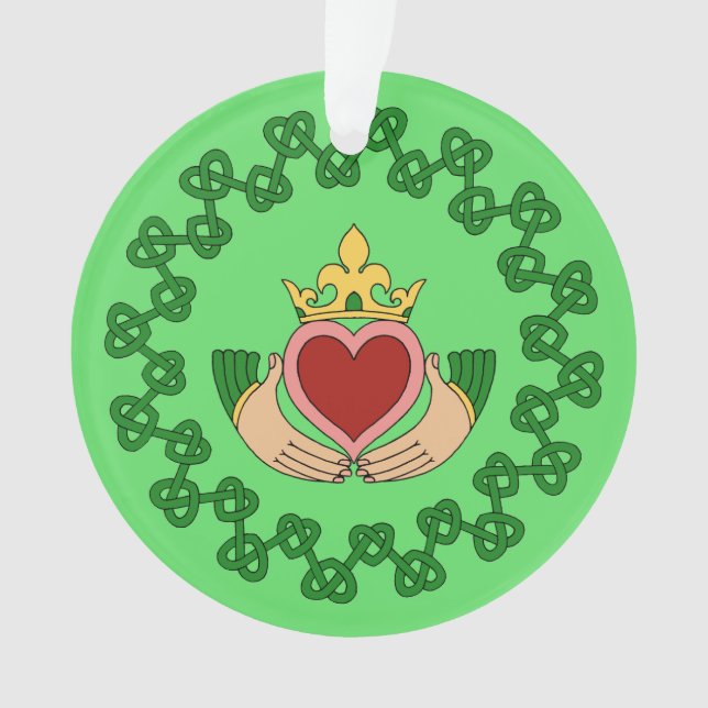 Ornamento Claddagh e Green Knotwork (Frente)