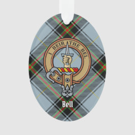 Ornamento Clan Bell Crest sobre Tartan