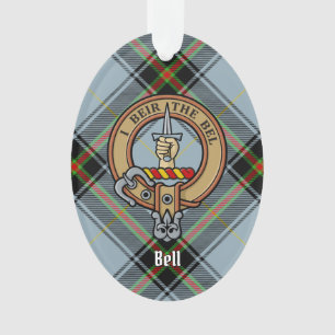 Ornamento Clan Bell Crest sobre Tartan