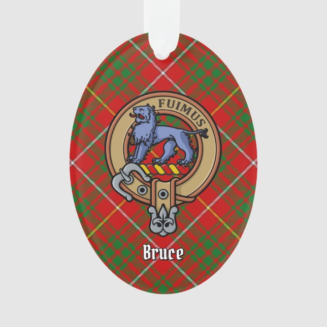 Ornamento Clan Bruce Crest sobre Tartan (Frente)