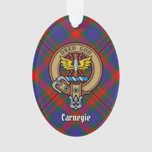Ornamento Clan Carnegie Crest sobre Tartan