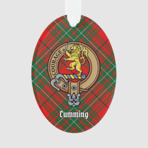 Ornamento Clan Cumming Crest sobre Tartan