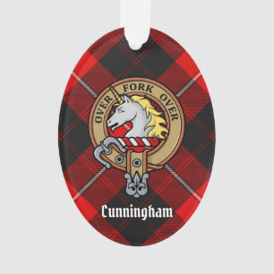 Ornamento Clan Cunningham Crest sobre Tartan