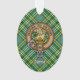 Ornamento Clan Currie Lion Crest sobre Tartan