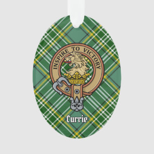 Ornamento Clan Currie Lion Crest sobre Tartan