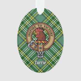 Ornamento Clan Currie Rooster Crest sobre Tartan