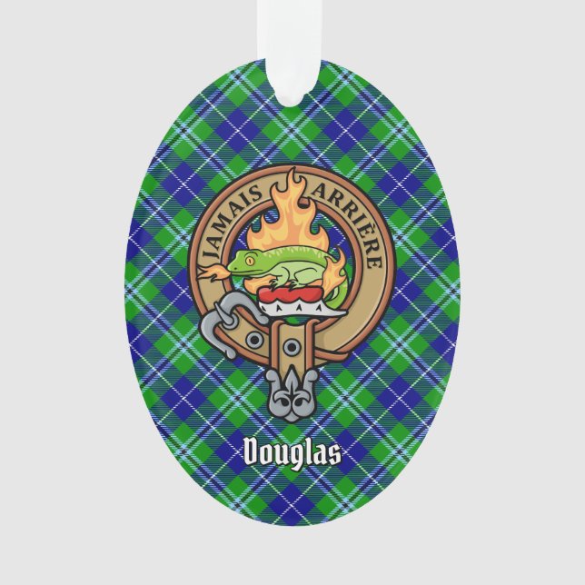 Ornamento Clan Douglas Crest sobre Tartan (Frente)