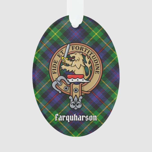 Ornamento Clan Farquharson Crest sobre a Ornação de Tartan (Frente)