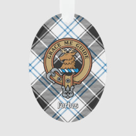 Ornamento Clan Forbes Crest sobre o vestido Tartan