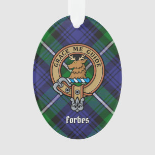 Ornamento Clan Forbes Crest sobre Tartan