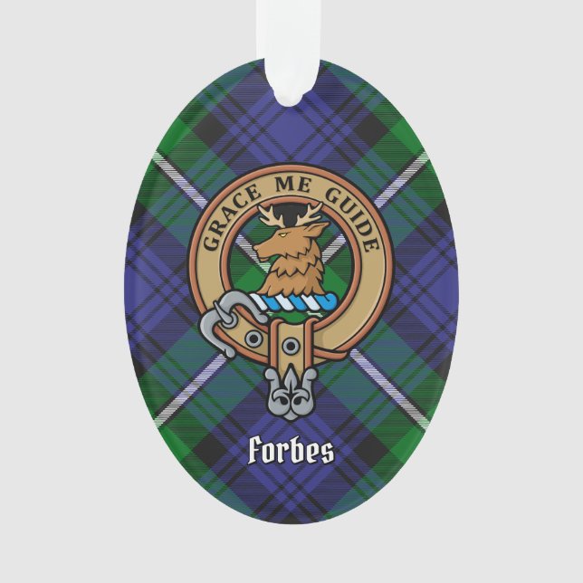 Ornamento Clan Forbes Crest sobre Tartan (Frente)