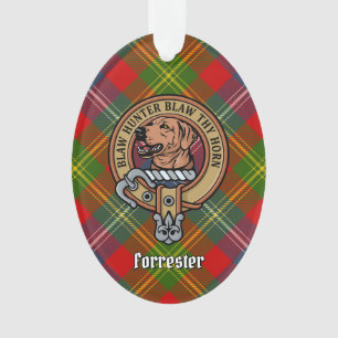 Ornamento Clan Forrester Crest sobre Tartan