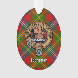 Ornamento Clan Forrester Crest sobre Tartan