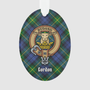Ornamento Clan Gordon Crest sobre Ornament Tartan