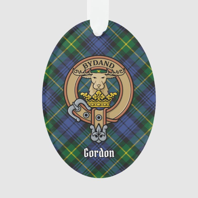 Ornamento Clan Gordon Crest sobre Ornament Tartan (Frente)