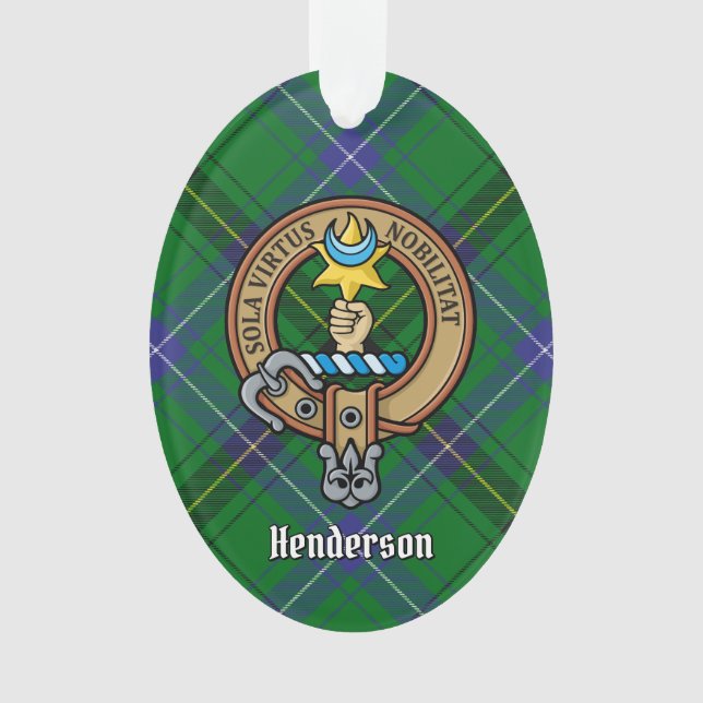 Ornamento Clan Henderson Crest sobre Tartan (Frente)