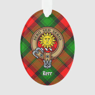 Ornamento Clan Kerr Crest sobre Tartan