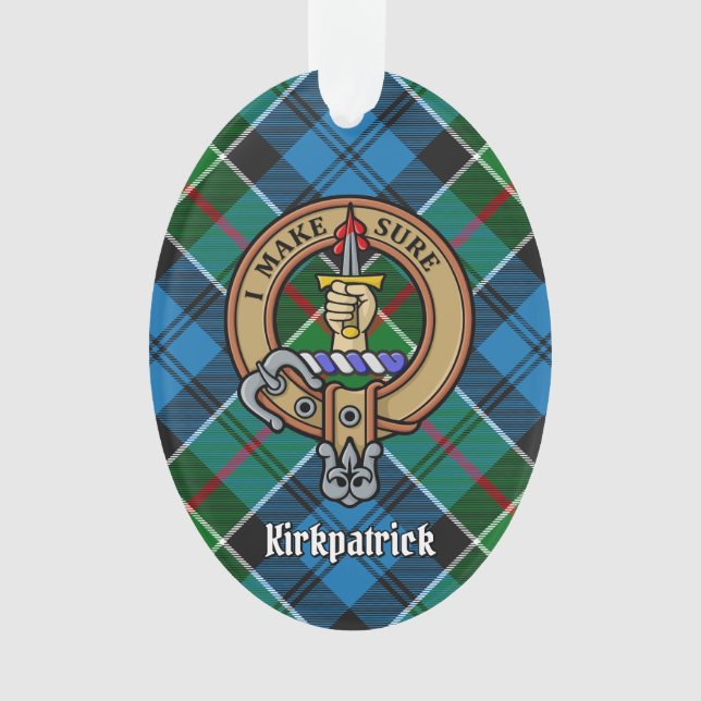 Ornamento Clan Kirkpatrick Crest sobre Tartan (Frente)
