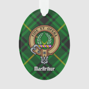 Ornamento Clan MacArthur Crest sobre Tartan