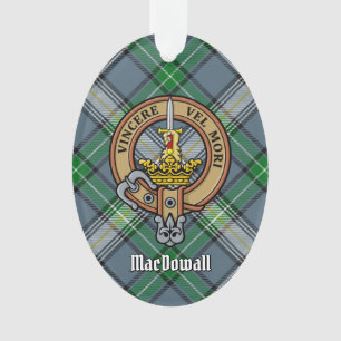 Ornamento Clan MacDowall Crest sobre Tartan