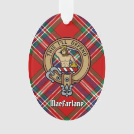 Ornamento Clan MacFarlane Crest sobre Red Tartan