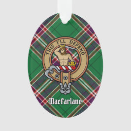 Ornamento Clan MacFarlane Crest sobre Tartan de caça moderna