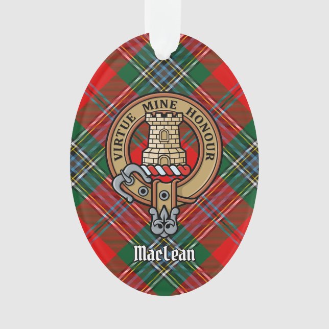 Ornamento Clan MacLean Crest sobre Tartan (Frente)