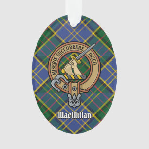 Ornamento Clan MacMillan Crest sobre caçar Tartan