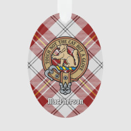 Ornamento Clan MacPherson Crest sobre Red Dress Tartan