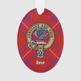 Ornamento Clan Rosa Crest sobre Tartan