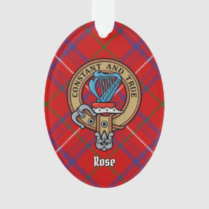 Ornamento Clan Rosa Crest sobre Tartan