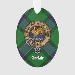 Ornamento Clan Sinclair Crest sobre a Caça ao Tartan