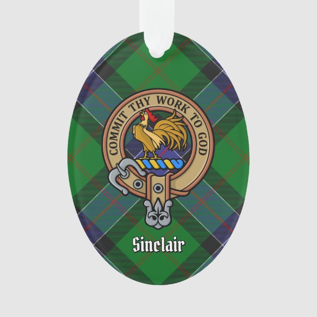 Ornamento Clan Sinclair Crest sobre a Caça ao Tartan (Frente)