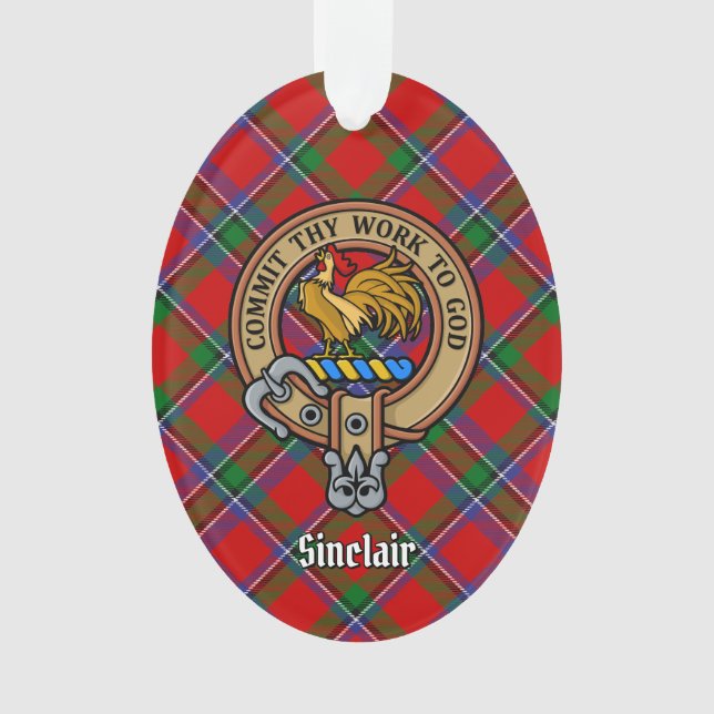 Ornamento Clan Sinclair Crest sobre Tartan (Frente)