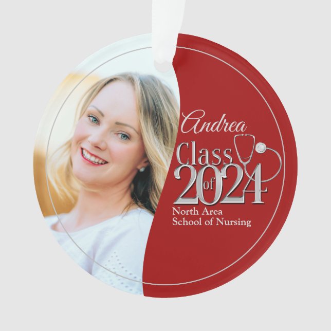 Ornamento Classe de 2024 Enfermagem com Foto (Frente)
