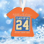Ornamento Classe de 2024 Orange Blue and Dourado Graduation<br><div class="desc">Parabéns</div>