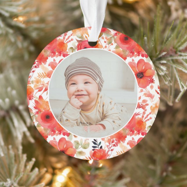 Ornamento Classic Floral Frame Baby's First Christmas  (Árvore)