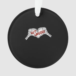 Ornamento Clássico de coração da mão do esqueleto destruído