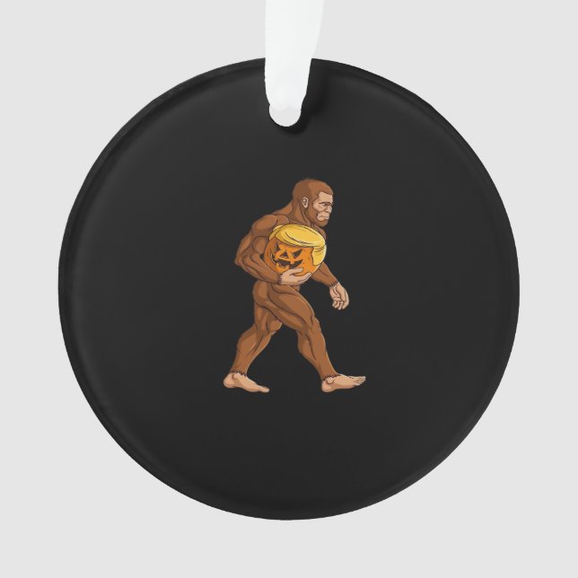 Ornamento Clássico de Trumpkin Pumpkin do Halloween Bigfoot (Frente)