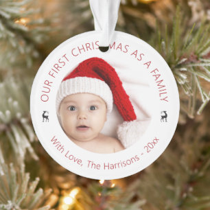 Ornamento Clássico Nossa Primeira Foto de Natal em Acrílico