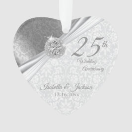 Ornamento Classy Damask - 25 Silver Casamento Aniversário