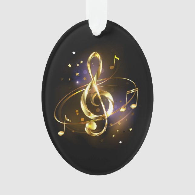 Ornamento Clave de Sol de Música Dourada (Frente)